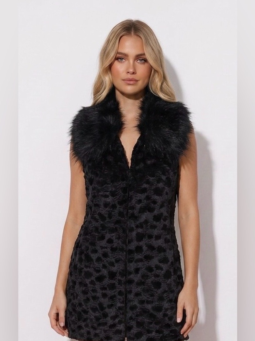 Marc New York Black Faux Fur Collar Coat
